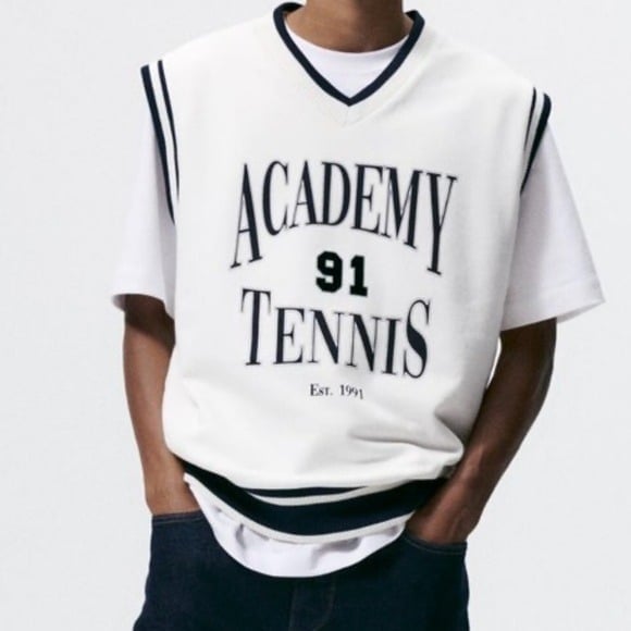 ZARA Men’s Collegiate Academy Tennis Sleeveless V-Neck Sweater Vest Size XL