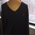 Polo Ralph Lauren V Neck Sweater Dark Navy Red Logo Large
