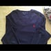 Polo Ralph Lauren V Neck Sweater Dark Navy Red Logo Large