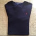 Polo Ralph Lauren V Neck Sweater Dark Navy Red Logo Large