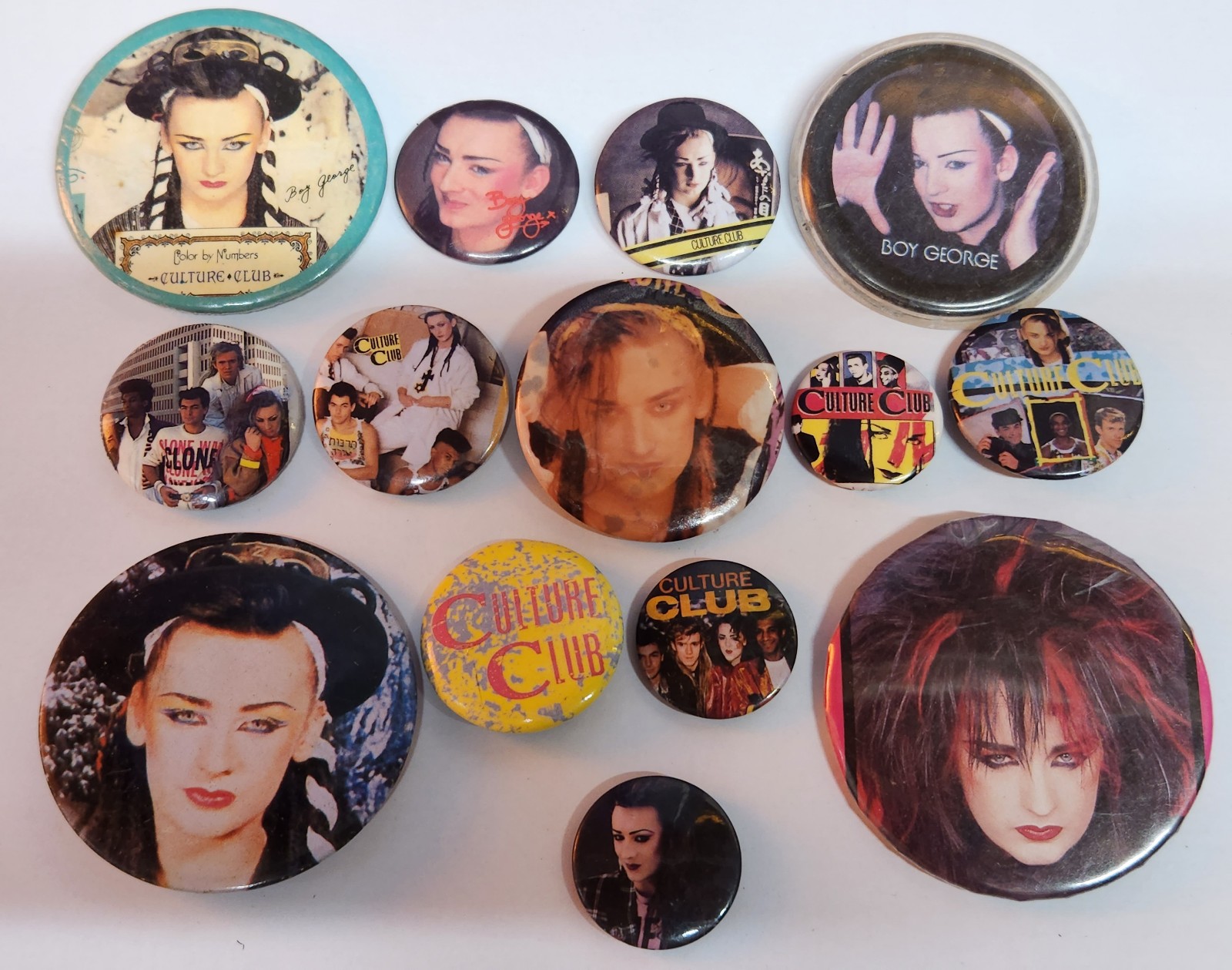 1980's Pop Band Culture Club Boy George Collector Lot of 14 Buttons/Pins