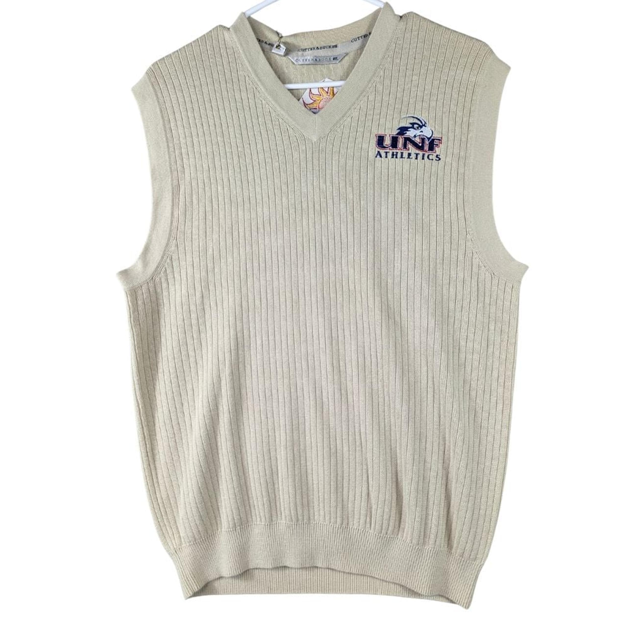 Cutter & Buck Knit Sweater Vest Beige UNF Athletics Atlantic Sun Pull Over Small
