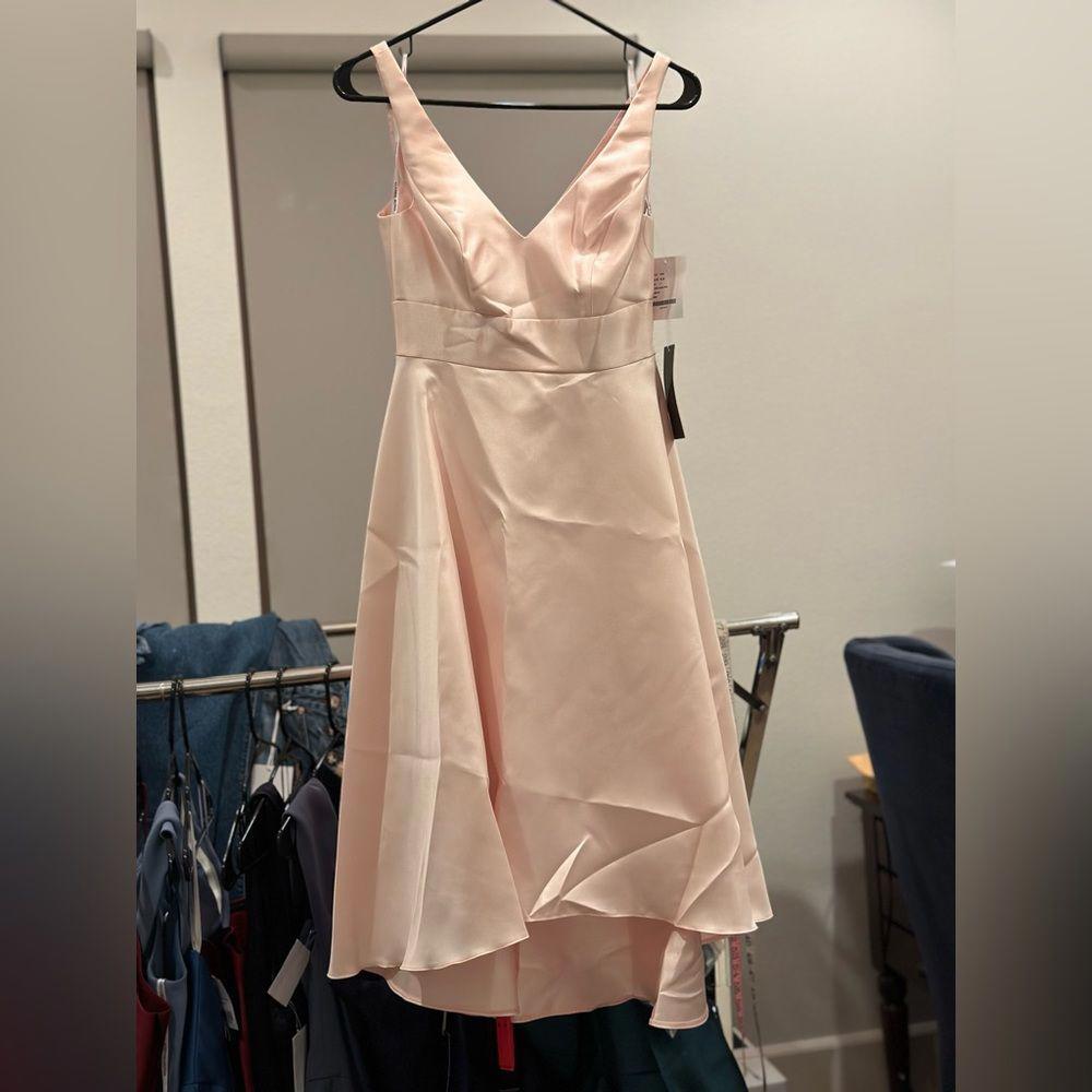 Alfred Sung D765 Blush Dress - Size 0 - Elegant V-Neck Evening Gown