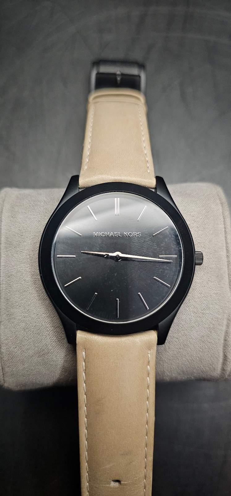 Michael Kors Slim Runway MK8510 Men's Beige Leather Analog Dial Watch JK309