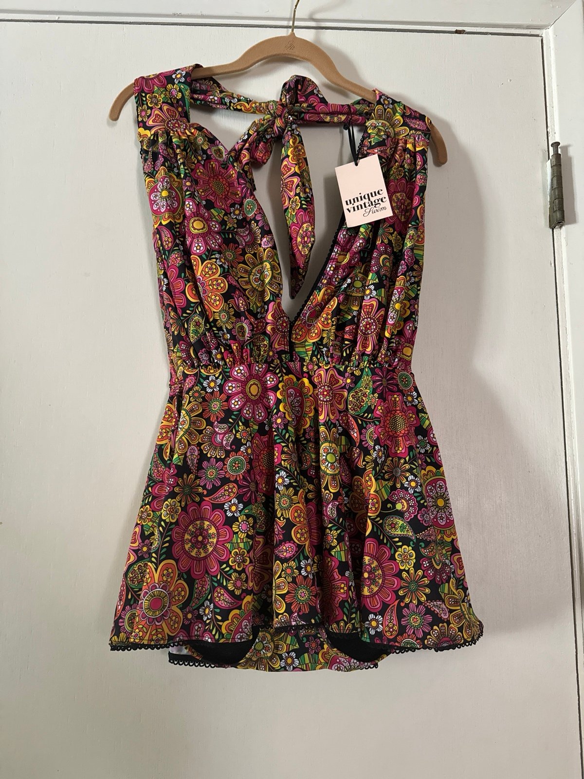 Unique Vintage Kaleidoscope Floral Skirted Wendy Swimsuit