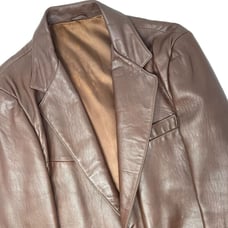 Vintage Clipper Mist Brown Leather Blazer Men's Size 44 Long