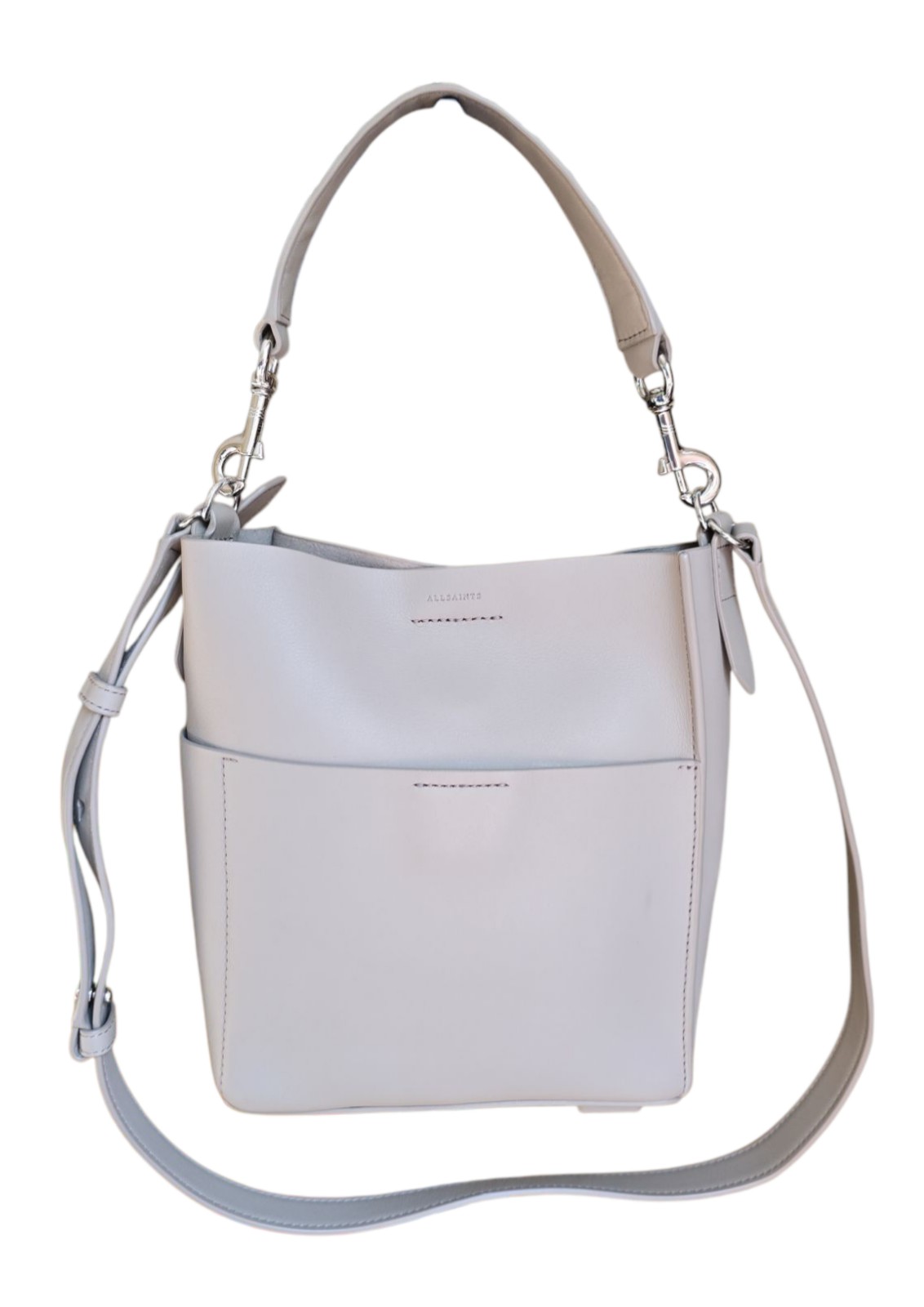 EUC AllSaints Suzi Mini Leather Tote in gray WB131N