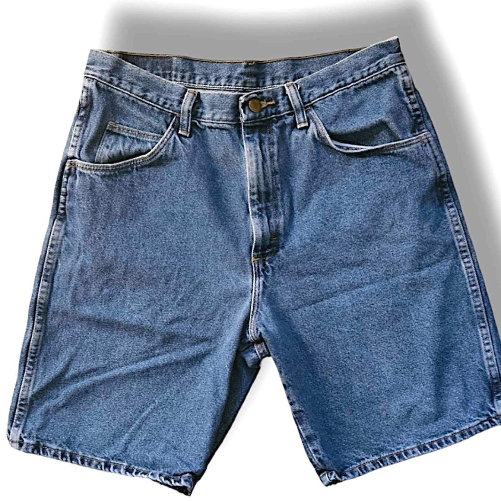 Wrangler Brown Tab Vintage 90s Medium Wash Mom Jean Bermuda Shorts Size 33