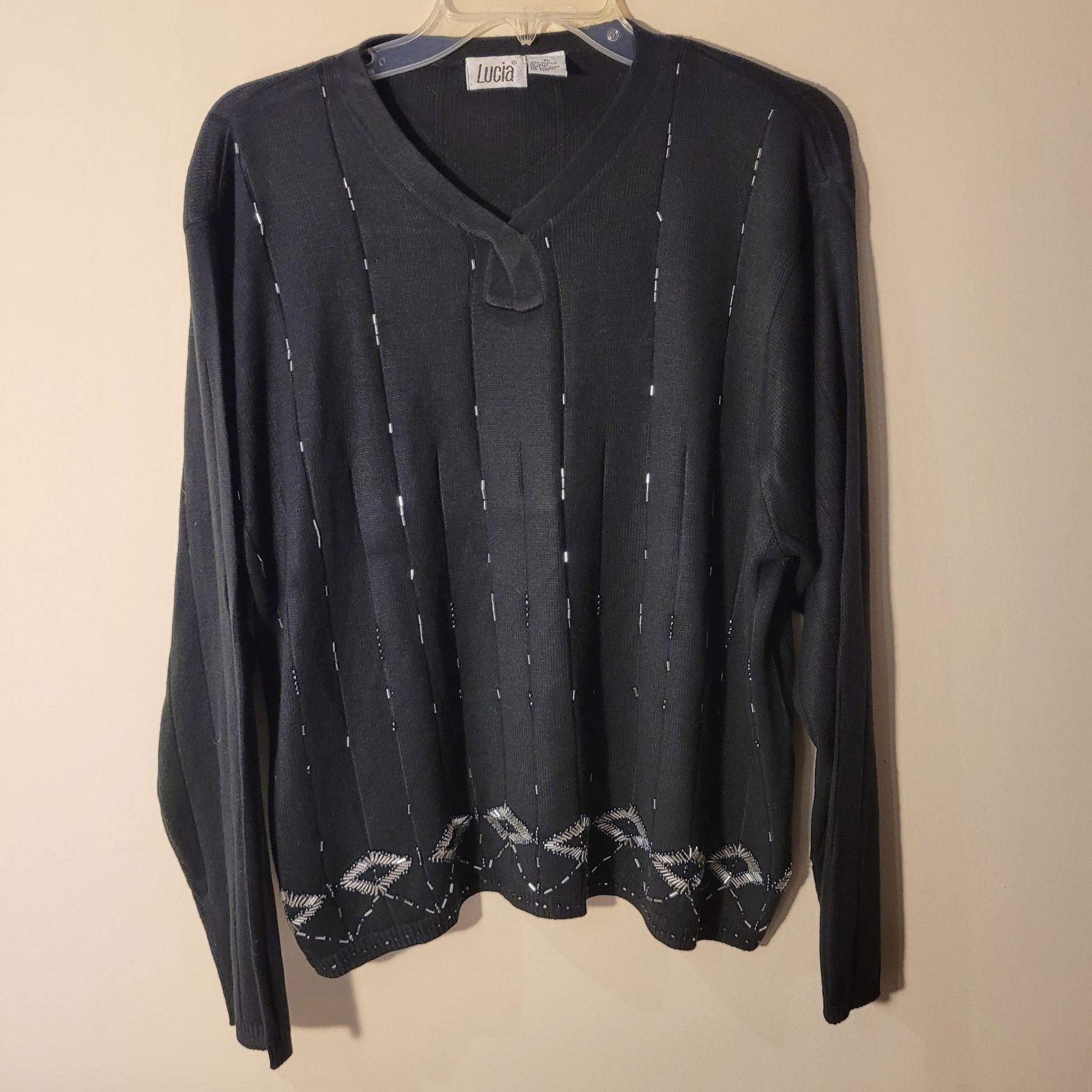Lucia Women's Vintage Beaded Sweater Size XL