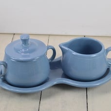 Fiesta PERIWINKLE Blue Cream and Sugar Set with Tray, Breakfast Set, Fiestaware