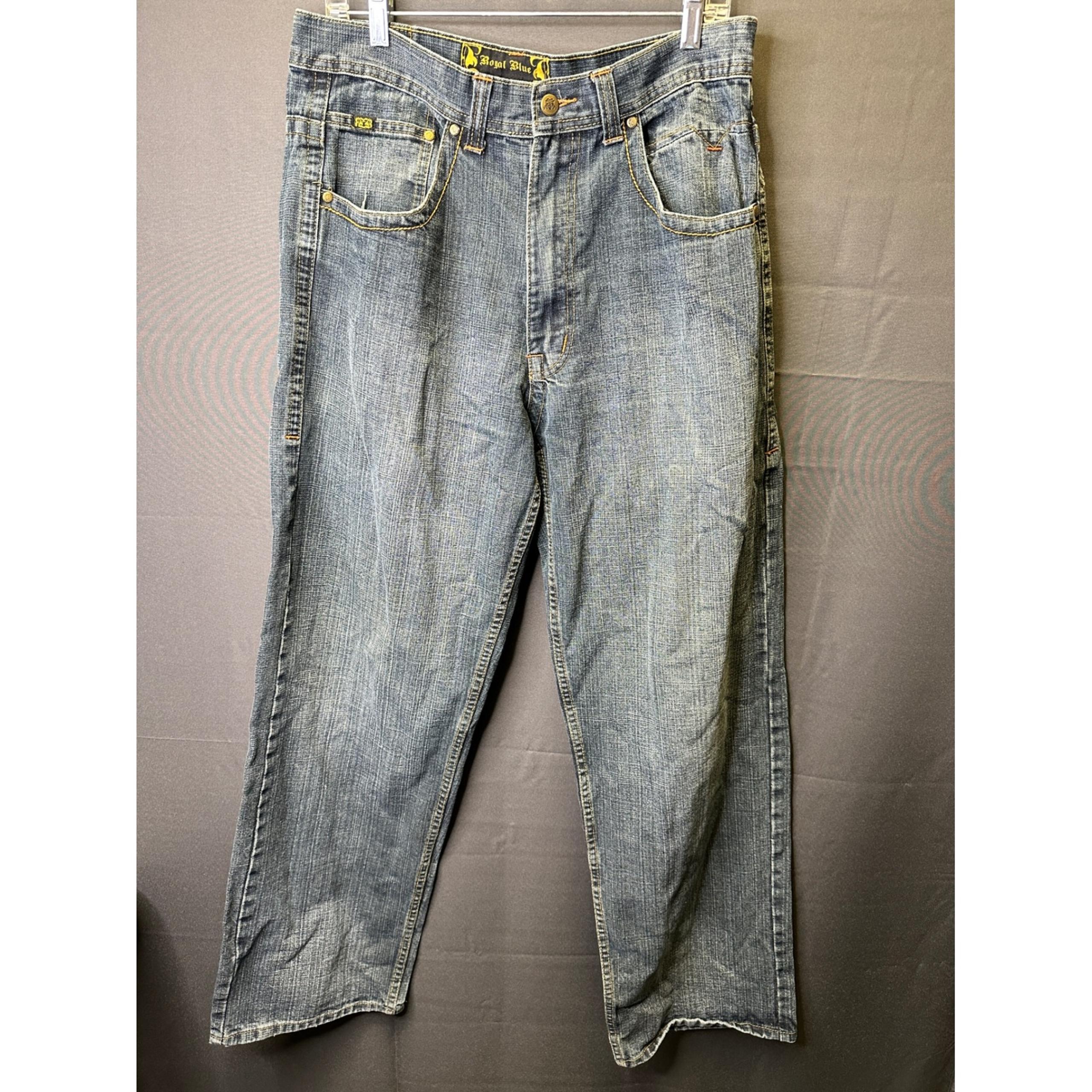 Royal Blue Jeans Relaxed Fit Denim Casual Everyday Wear Mens Size 34x34