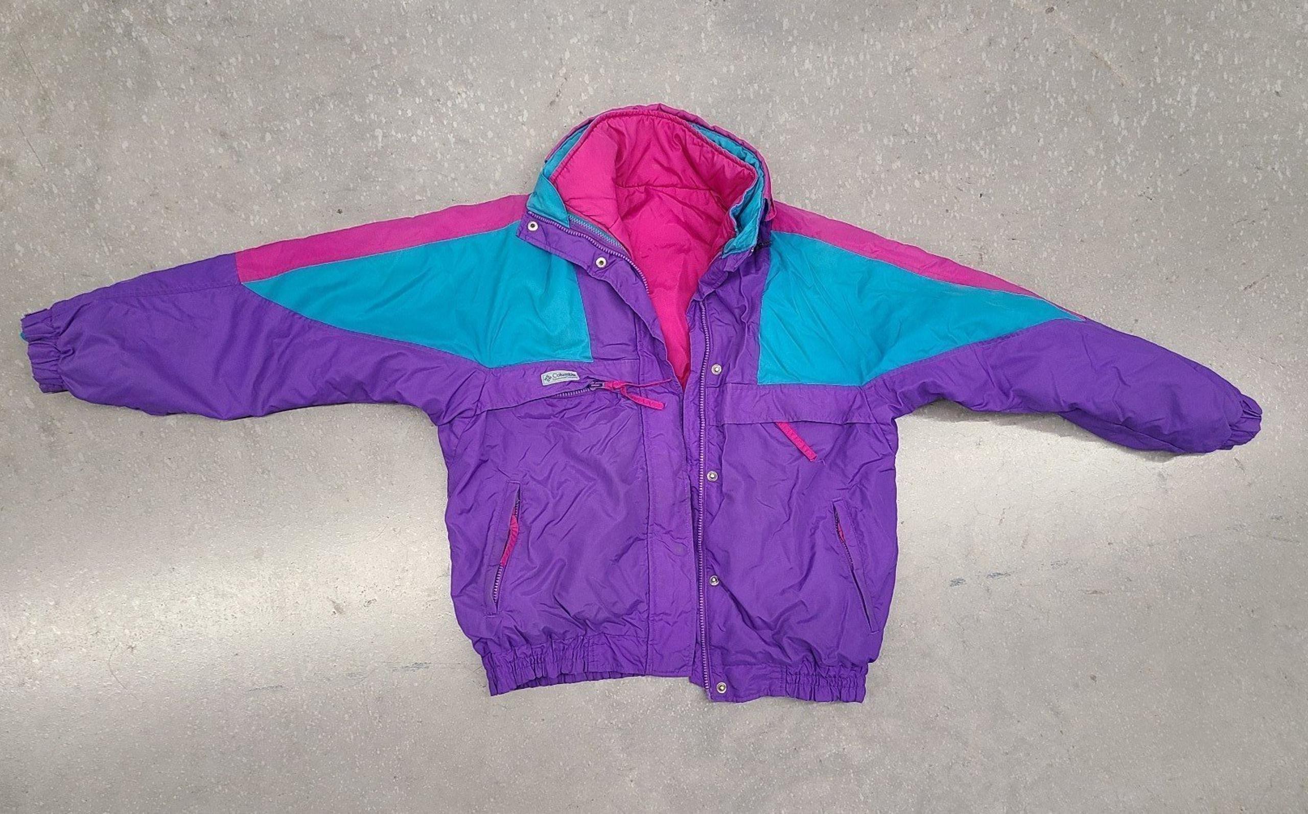 Vintage Retro 2-in-1 Jacket Multicolor Reversible Size Large - Columbia