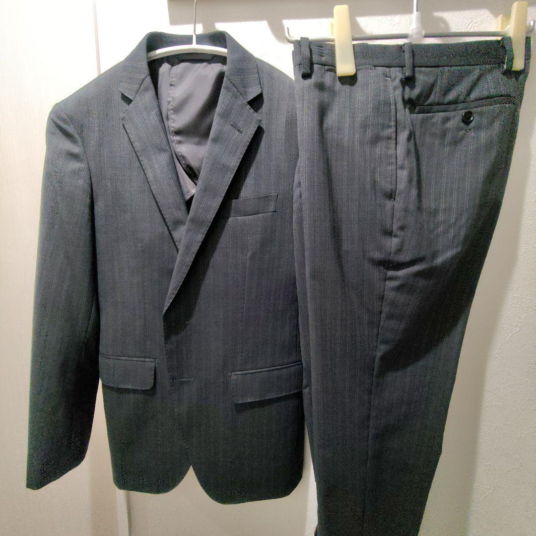 Suit Company Dark Gray Striped Suit with 2 Pants