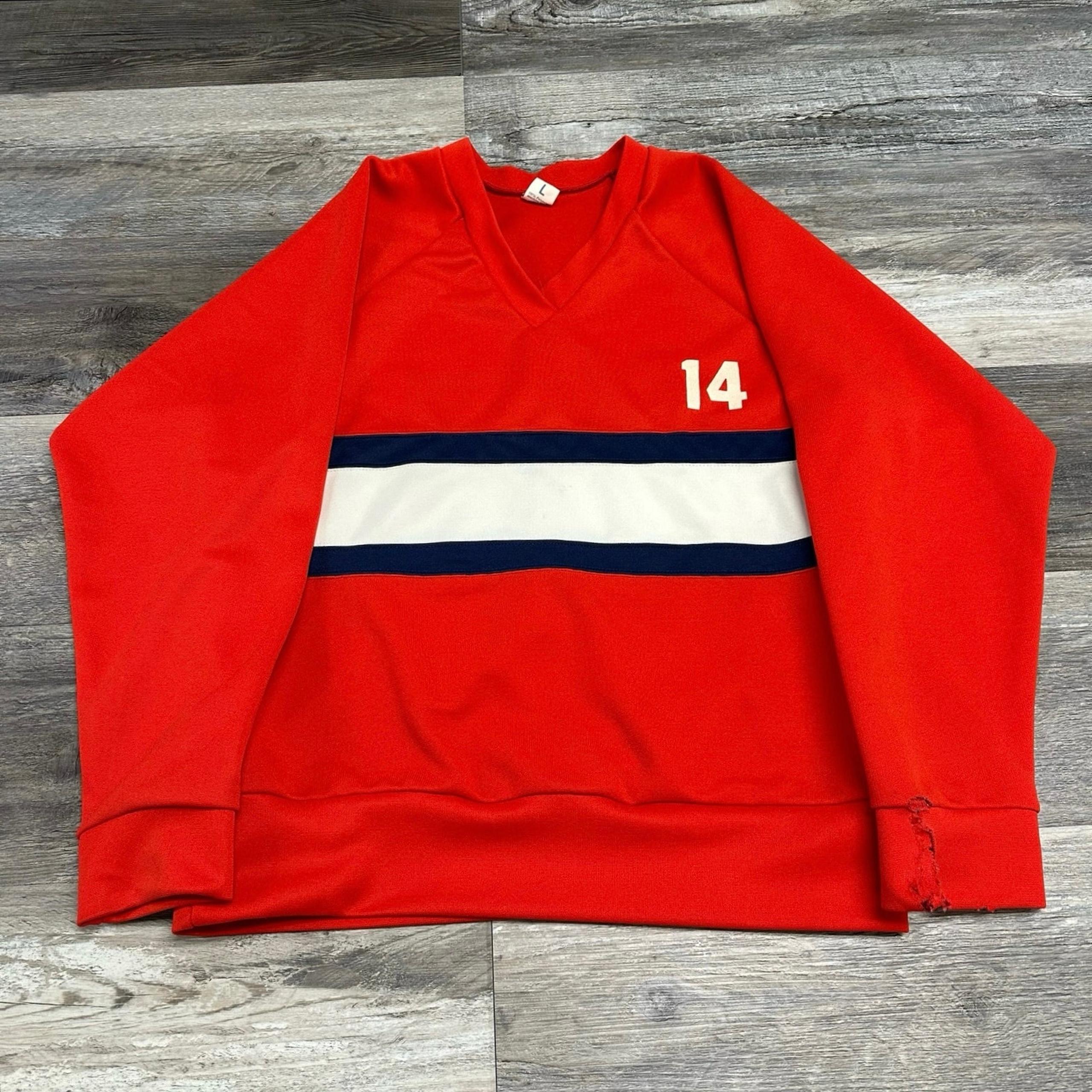 Vintage Blue Ribbon Wrestling Red Mens L 14 Pullover Crewneck Sweatshirt 70s 80s