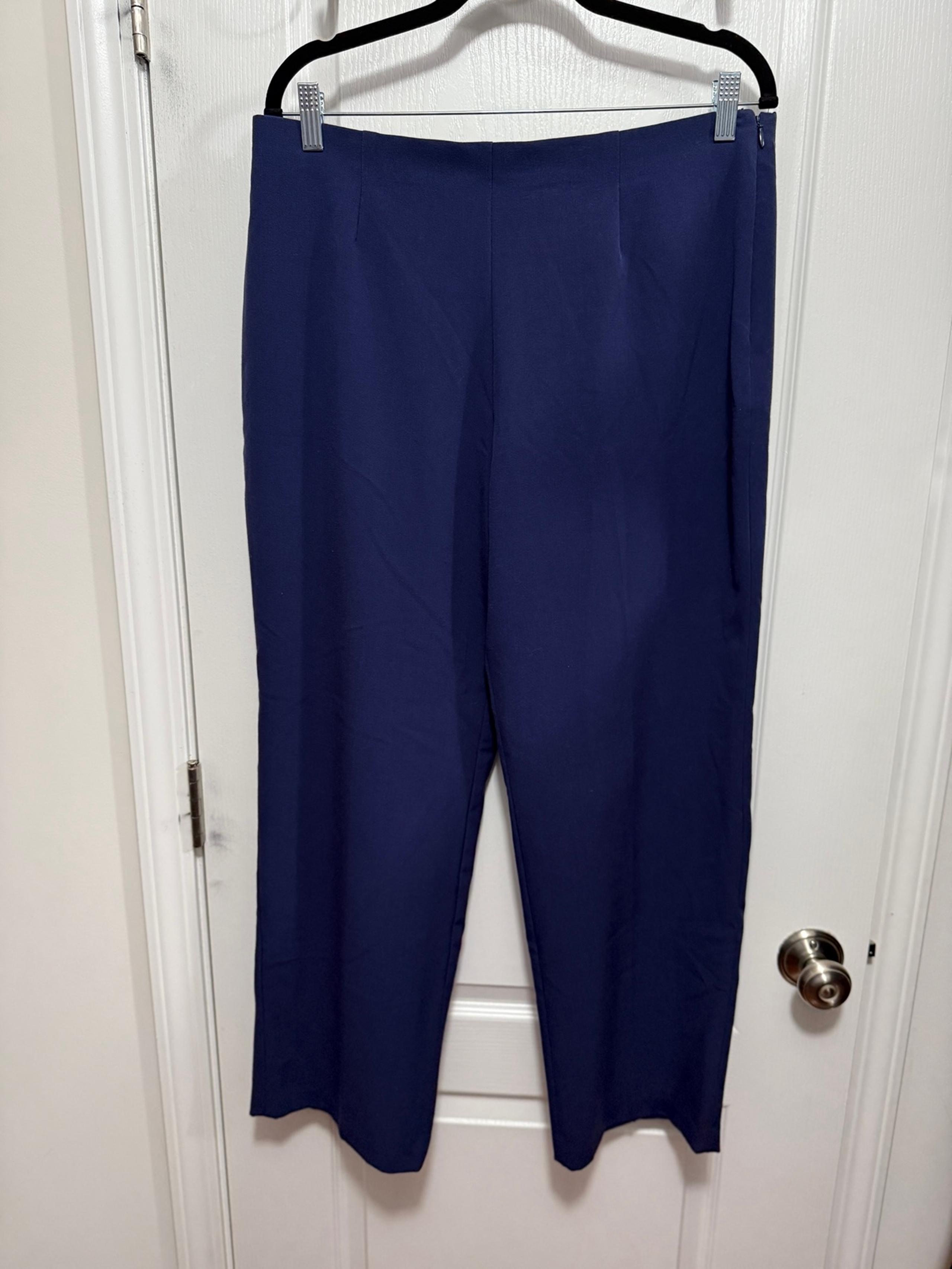 Coldwater Creek Dress Pants Women 14P Blue Side Zip Closure Career Staple Church
