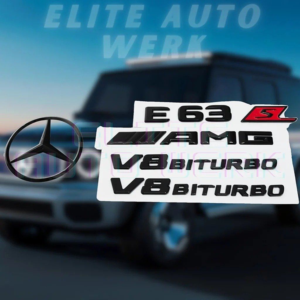 E63S AMG V8 BITURBO 4MATIC+ Rear Star Emblem Black Badge Combo Set Mercedes W213