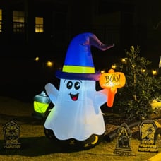 5 FT Halloween Inflatables Ghost Outdoor Decorations Blow Up Yard Cute Wizard