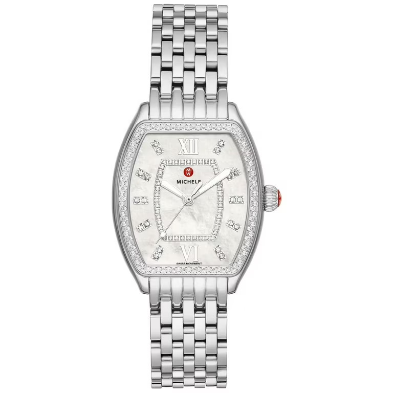 New Michele Releve Steel Diamond M.O.P Diamond Dial Women's Watch MWW19B000001