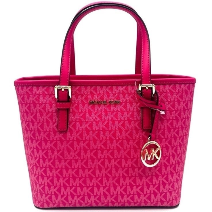 Michael Kors Jet Set Travel Extra-Small Top Zip Tote Bag Electric Pink