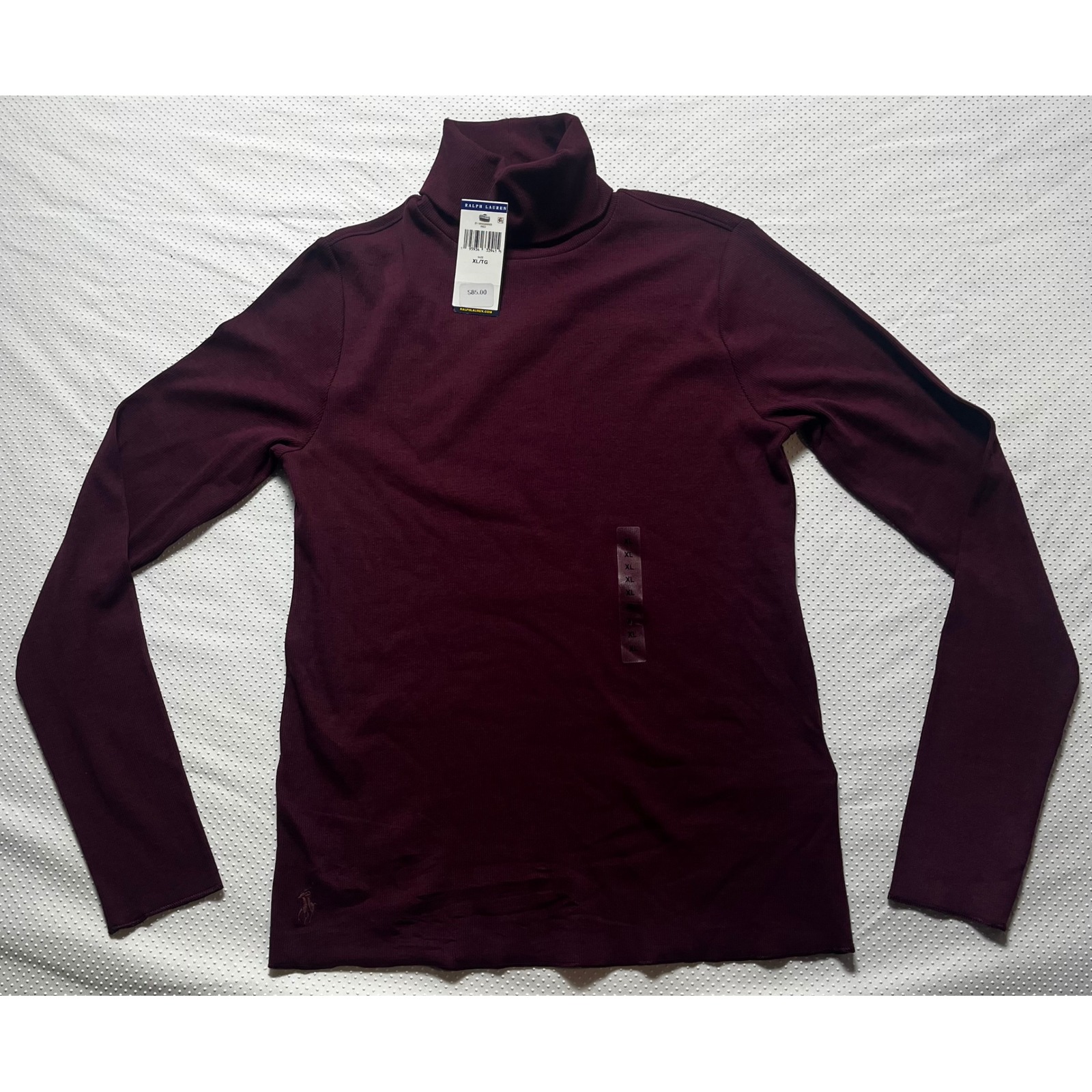 Ralph Lauren Turtleneck Long Sleeve Top Ribbed Knit Soft Red XL NWT