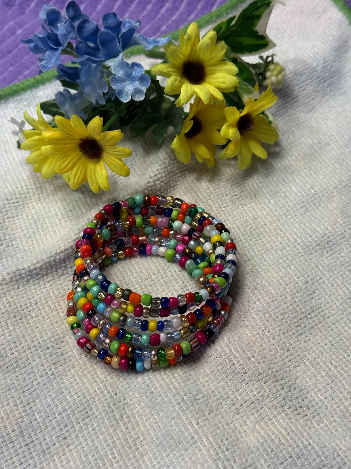 Handcrafted Beaded Memory Wire Bracelet