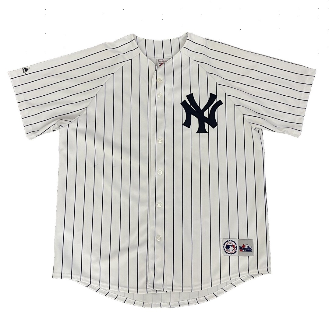 Vintage New York Yankees MLB Majestic Pinstripe Jersey Blank Made in Korea L