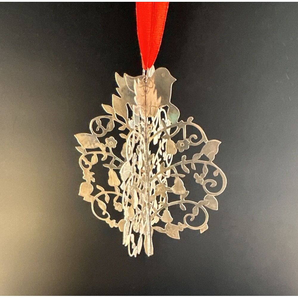 JT Inman Sterling Silver Christmas ornament 3D Partridge in a Pear Tree