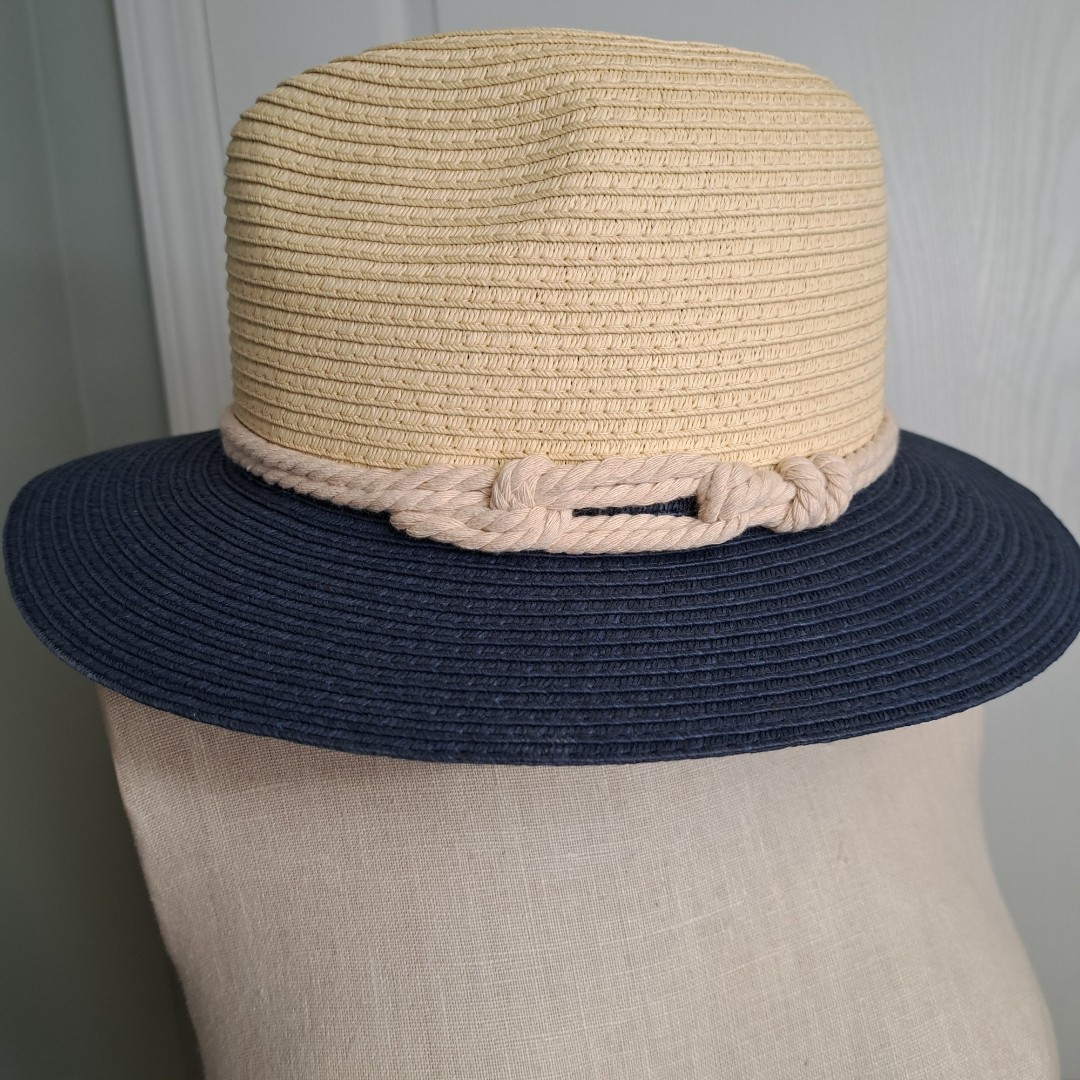 Blue and Straw Nautical Rope Hat