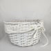 Pottery Barn White Polka Dot Lined Wicker Easter Basket Removable Handle Rainbow