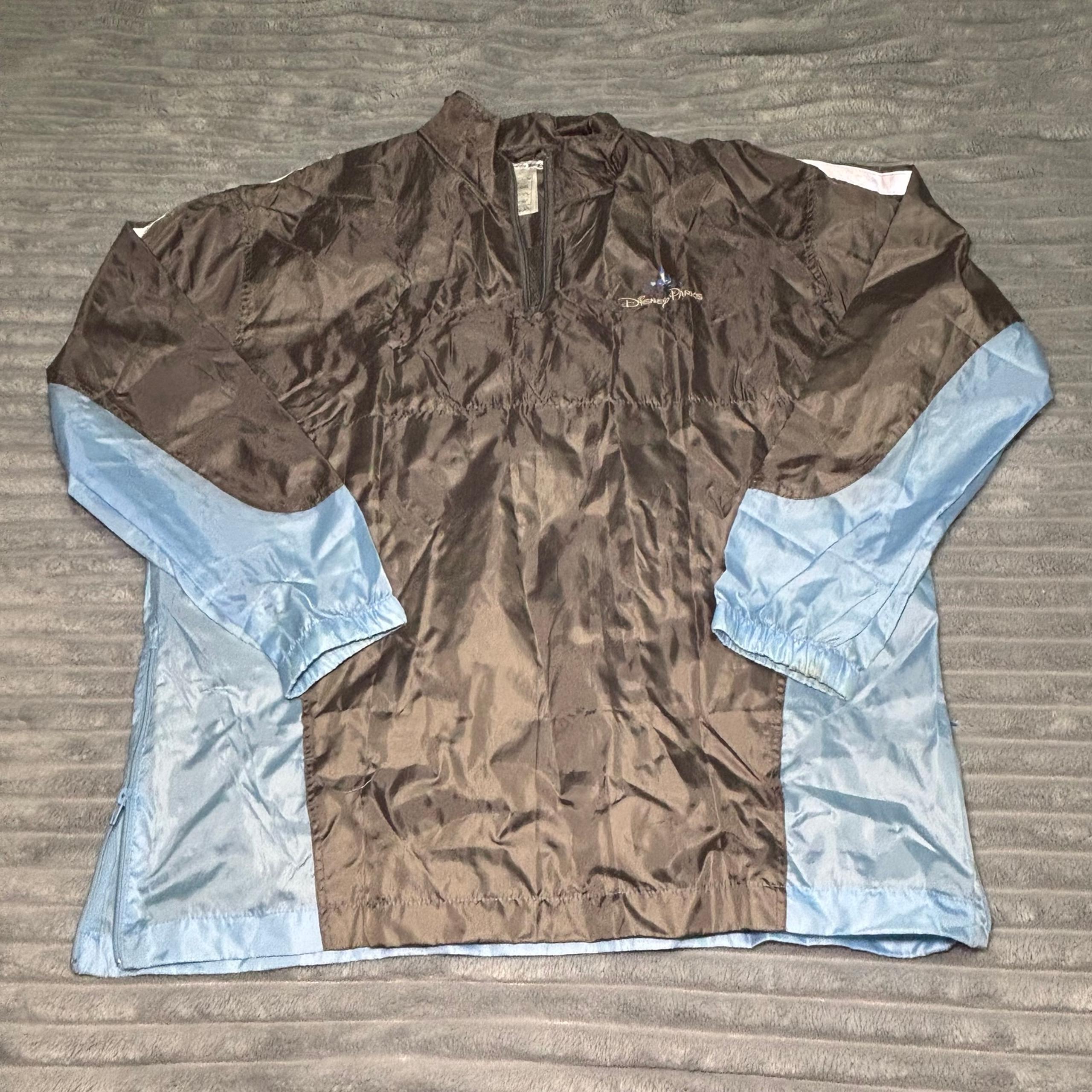 Walt Disney Parks Windbreaker Rain Jacket Pouch Disneyland Men's M/L 1/4 Zip