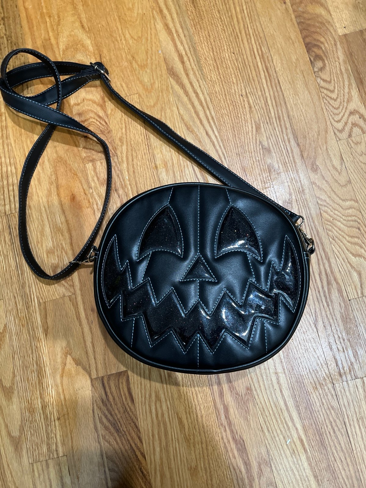 Love pain and stitches pumpkin jack o lantern goth black pumpkin purse