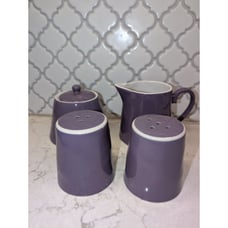 Maxwell & Williams Krinkle Purple Creamer Sugar Bowl Salt Pepper Shaker 5pc Set