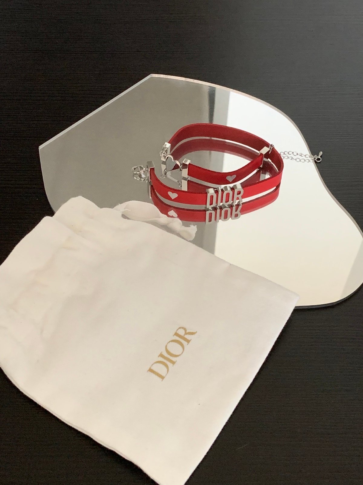 RARE Dior choker bracelet red heart Authentic