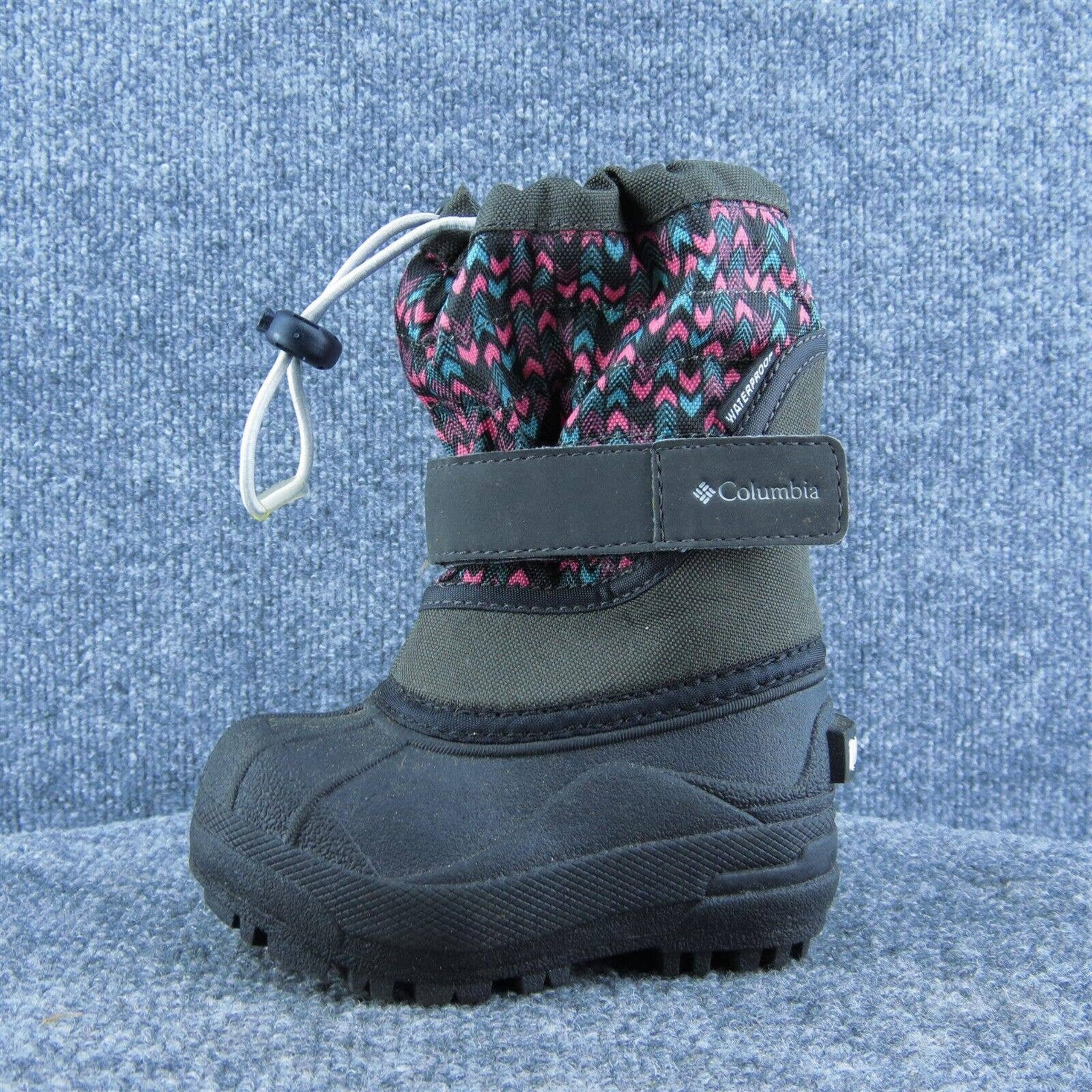 Columbia Boys Snow Boot Shoes Black Synthetic Drawstring Size T 6 Medium