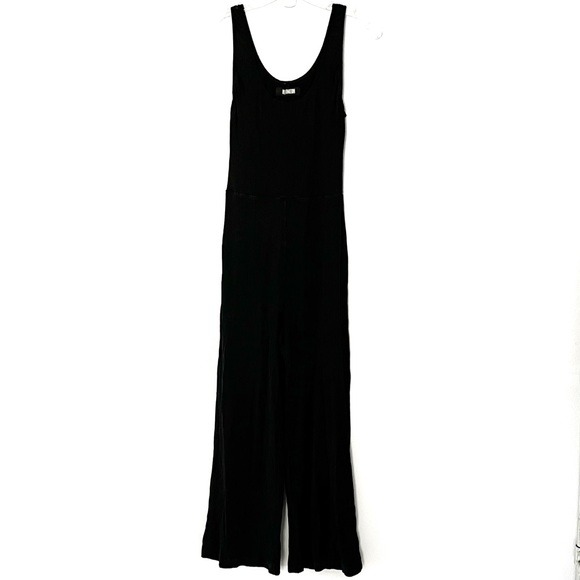 Reformation Black Alameda Ribbed Knit Jumpsuit - Medium