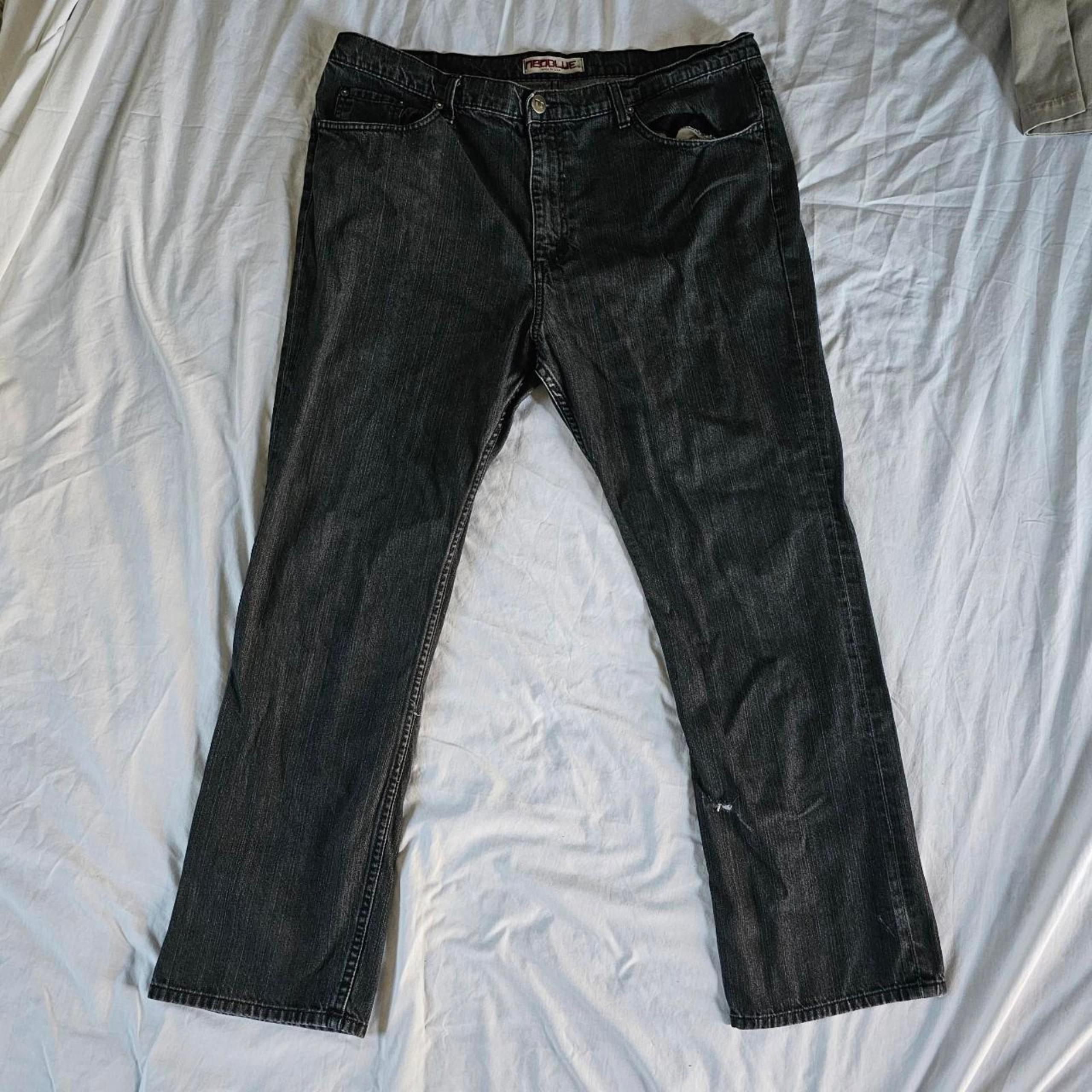 Emo cyber grunge light grey black wash y2k Baggy jeans