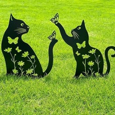 NEW 2 Pack of Metal Cat Garden Decor,15 Large Size Cat Decorative Garden Stakes
