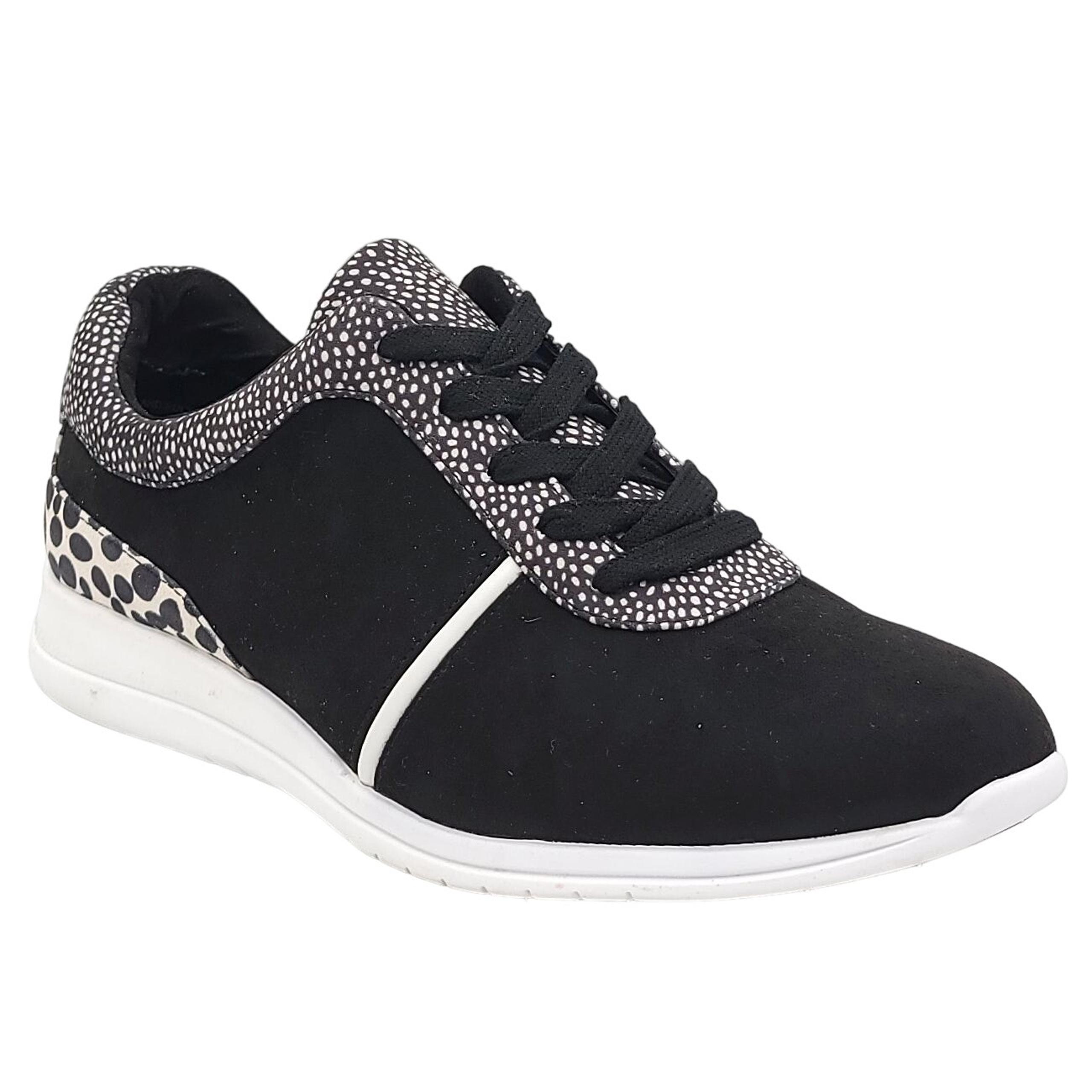 Isaac Mizrahi Live Women Low Top Sneakers Size US 8M Black Polka Dot