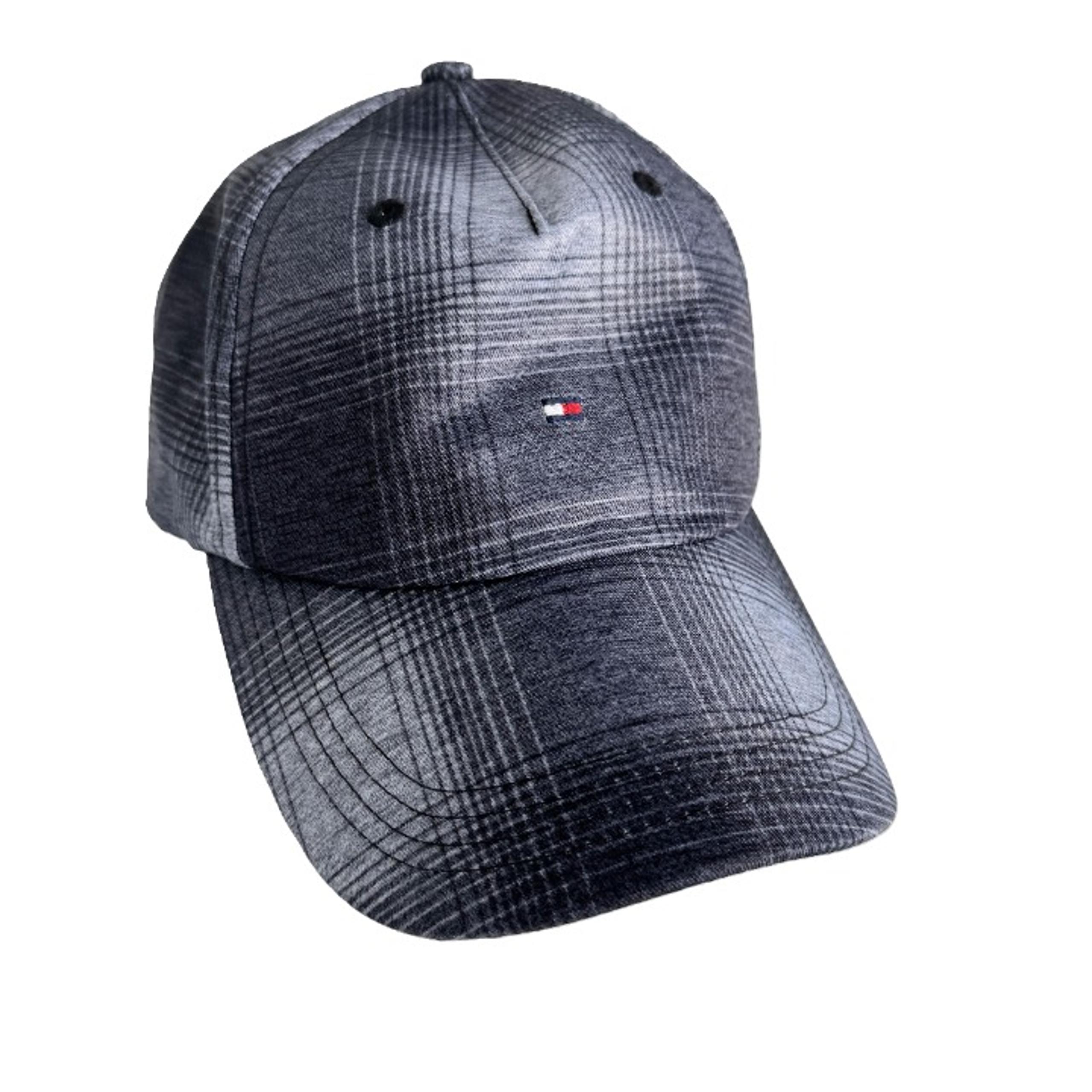 Tommy Hilfiger Gray Plaid Adjustable Tuck Strap Hat Cap  Womens