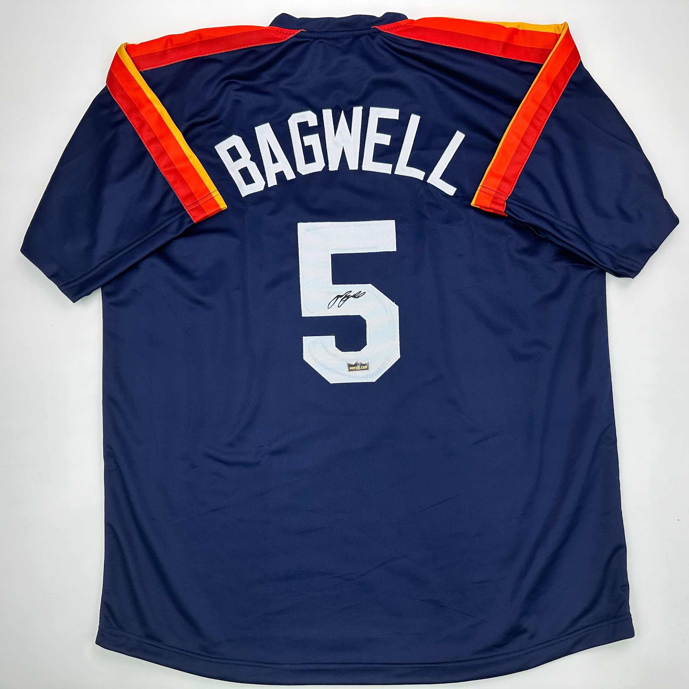 Facsimile Autographed Jeff Bagwell Houston Blue Auto Jersey Size Men's XL