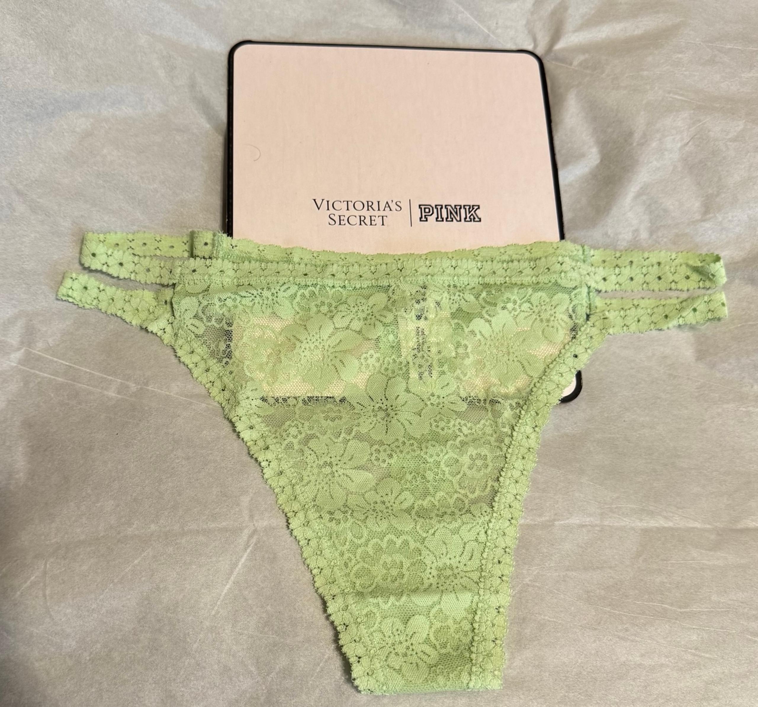 NWT VICTORIA’S SECRET PINK XL Pale Petal WINK STRAPPY THONG PANTY
