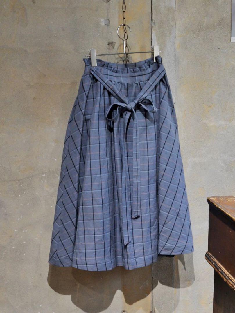 NATIVE VILLAGE Wrap Skirt, Check Blue, GASA