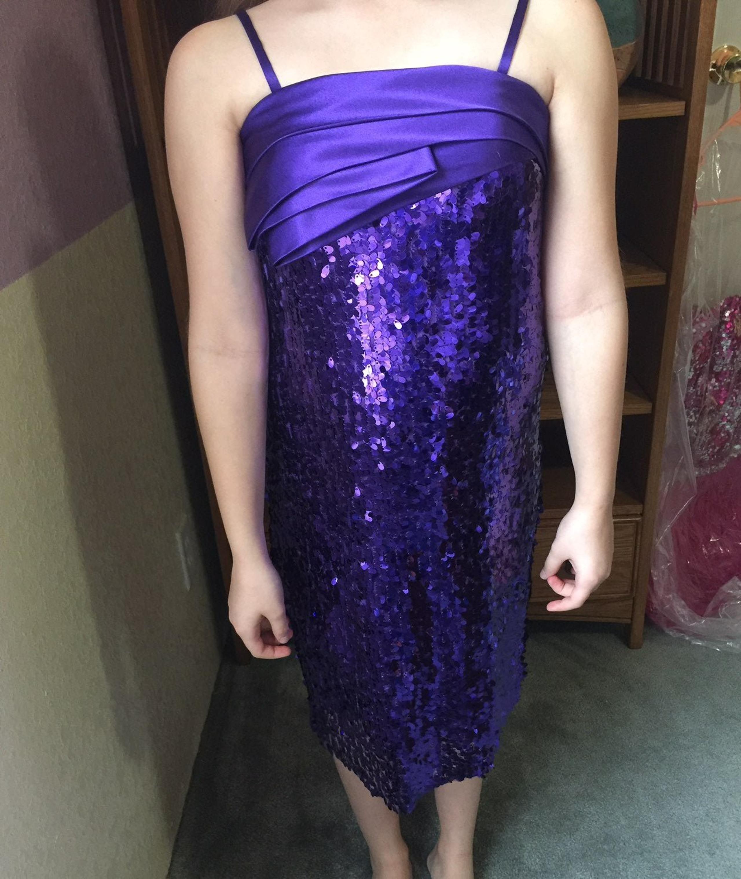 Purple Sequins And Silk Semi-formal Dres