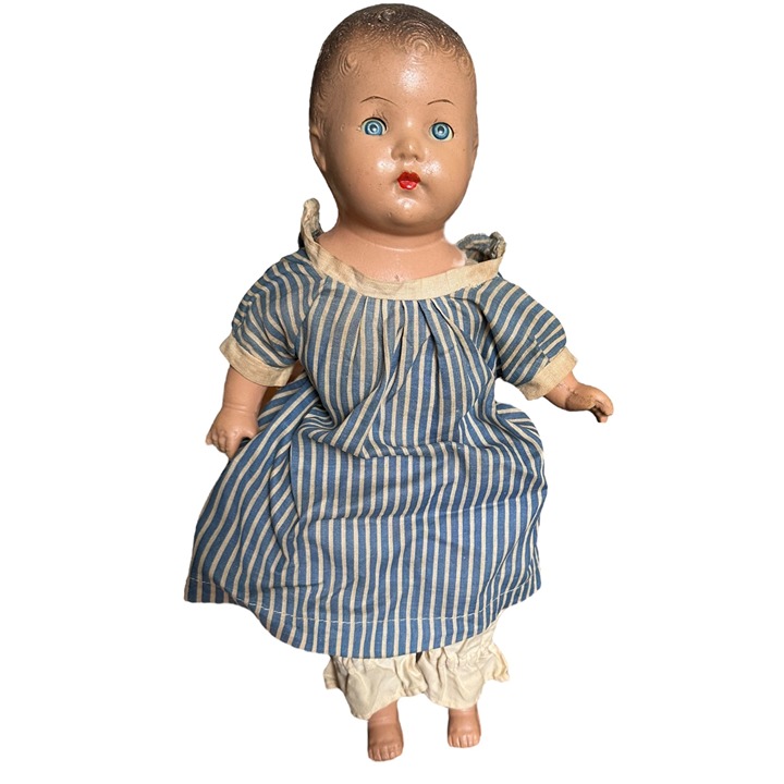 Antique Composition Doll with Sleepy Blue Tin Eyes, 13''