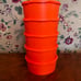 Vintage Set Of 5 Mandarin Orange Tupperware Servalier 8 Cup Canisters