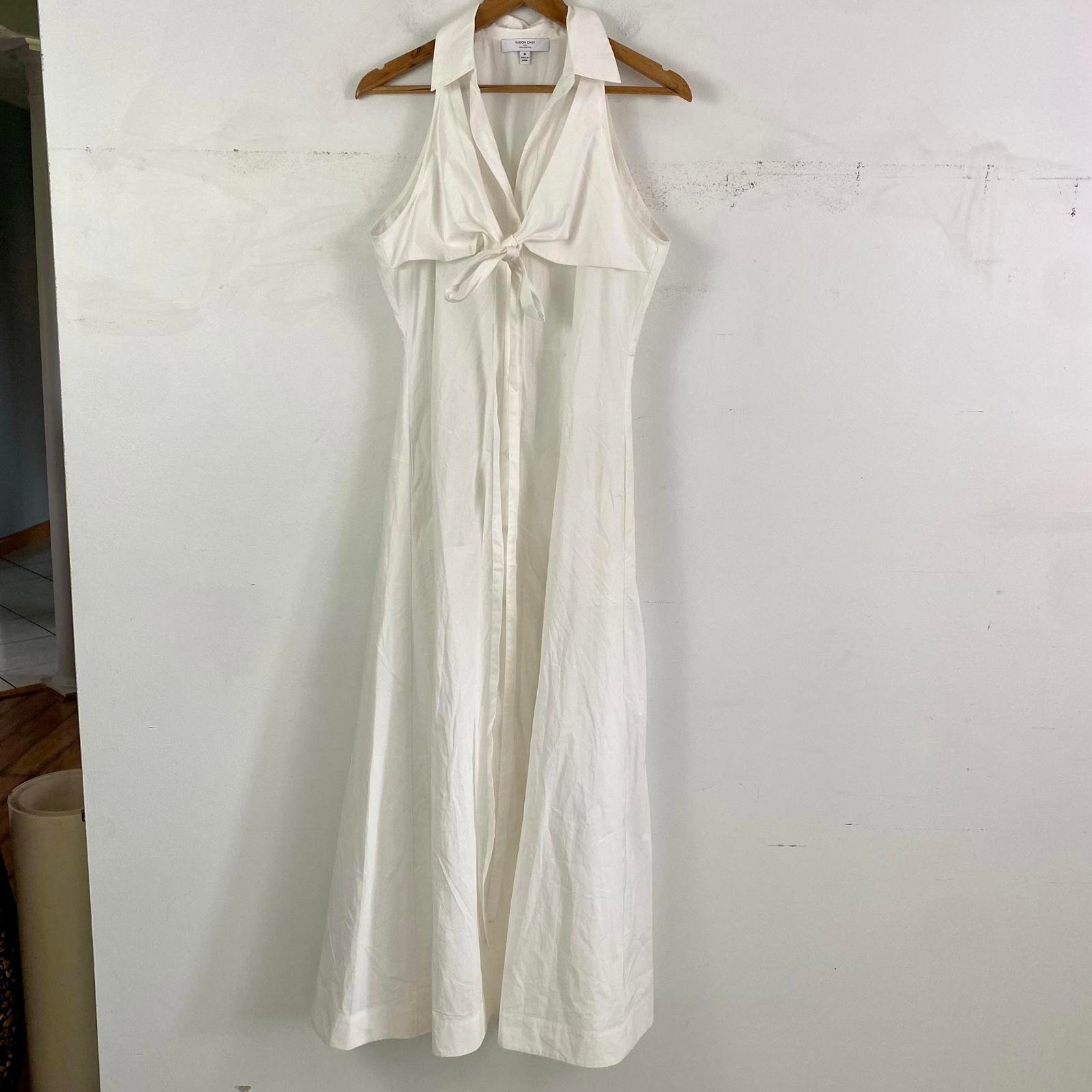 EUDON CHOI white collared button down midaxi dress sz M