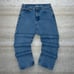 Carhartt Jeans Baggy Wide Leg Fit Medium Wash Denim Leather Logo Distressed