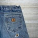 Carhartt Jeans Baggy Wide Leg Fit Medium Wash Denim Leather Logo Distressed
