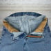 Carhartt Jeans Baggy Wide Leg Fit Medium Wash Denim Leather Logo Distressed