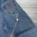 Carhartt Jeans Baggy Wide Leg Fit Medium Wash Denim Leather Logo Distressed